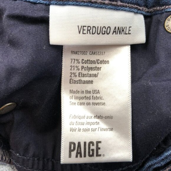 Paige Womens Verdugo Ankle Jeans 27 Blue Dark Denim Stretch Skinny Leg Casual - Picture 4 of 10